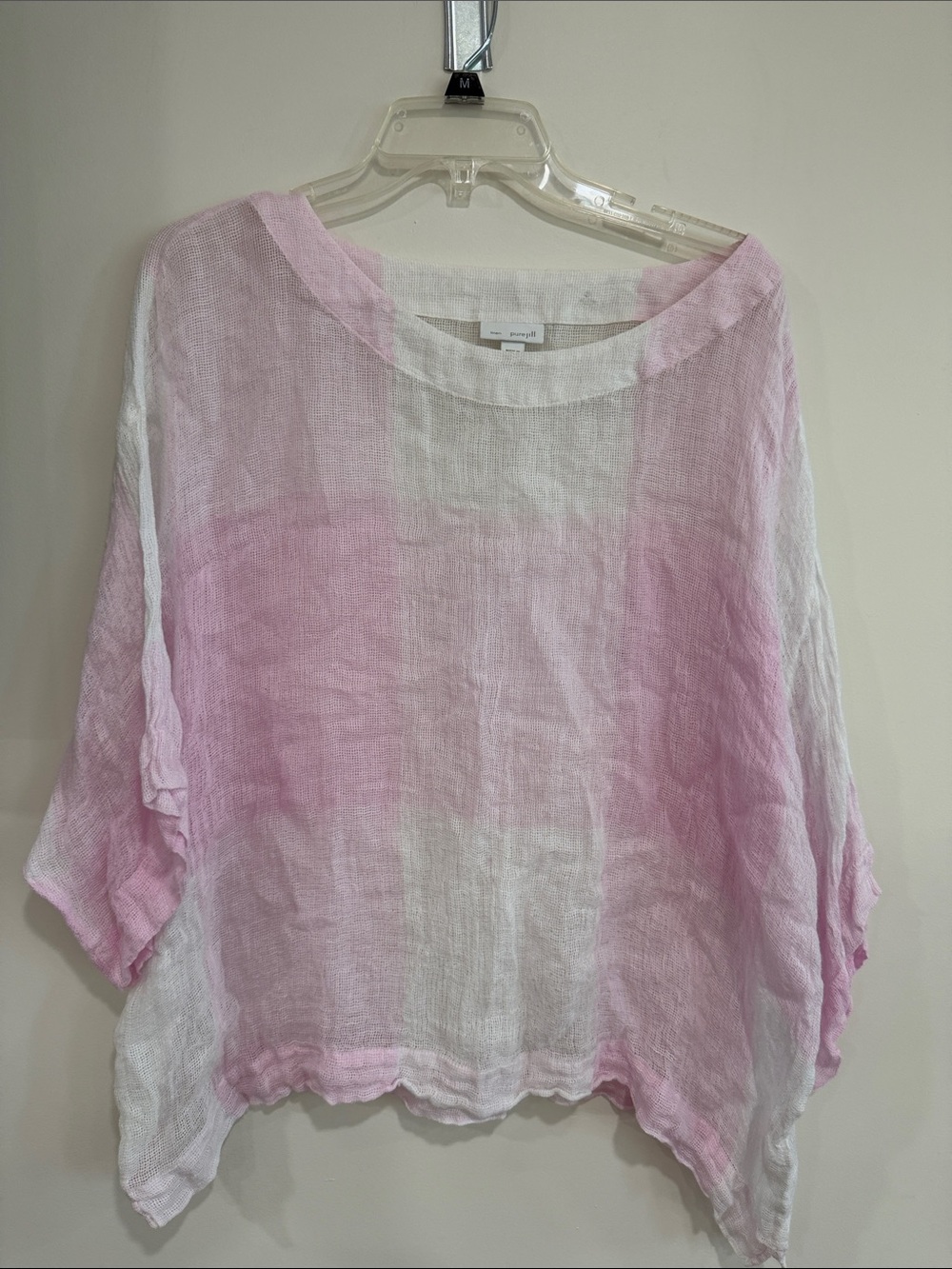 J Jill Light Pink and White Linen Tunic Top